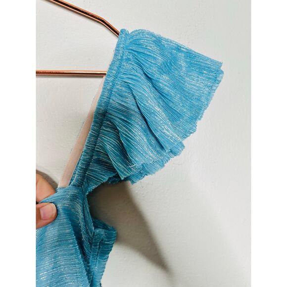 SABINA MUSAYEV Light Blue Metallic Corseted Back Keyhole Cutout Amandea Dress M - Picture 16 of 16